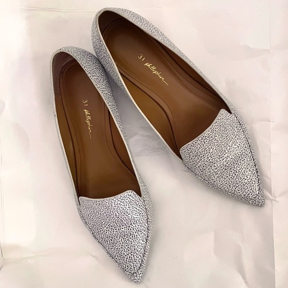 3.1 PHILLIP LIM Page Loafer Flats in Speckled White, Cute Casual Size 37 Shoes - Picture 2 of 5